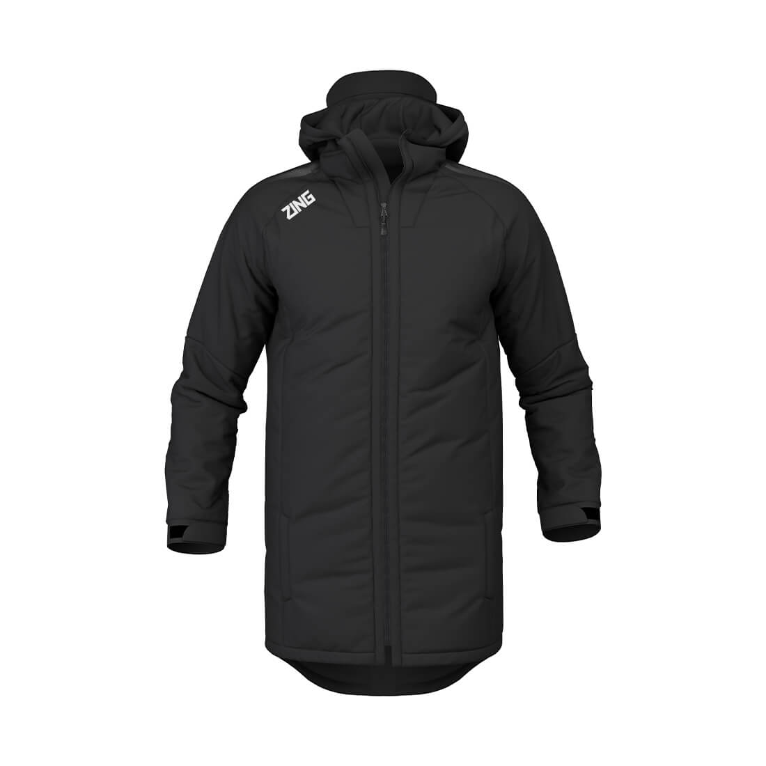 ZING Sportswear Match Coat | Training Kit and Teamwear - Black Front